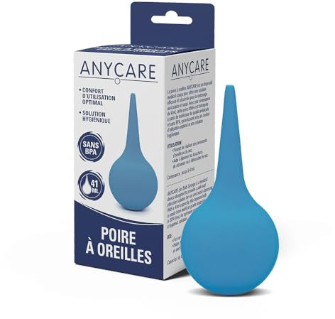 Poire à Oreilles ANYCARE 41 ml – Nettoyage Auriculaire et Nasal | Dispositif Médical Sans BPA | Hygiène Oreilles et Nez