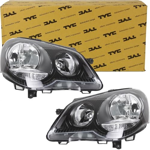 BandelOne 2xTYC Hauptscheinwerfer Schwarz H7/1 vorne links+rechts | 20-0729-15-2 + 20-0730-15-2 Kompatibel mit Polo IV (9N_, 9A_)