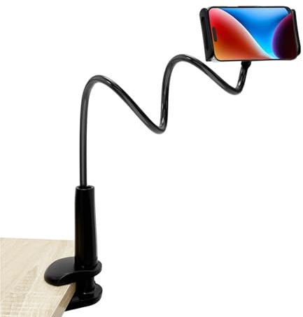 Dcceeo Soporte para Móvil de Cuello de Cisne, Soporte para Teléfono Móvil con Brazo Largo Flexible Ajustable Soporte Movil Cama Universal para iPhone, Samsung, Huawei, Smartphones de 4,7 a 7 Pulgadas