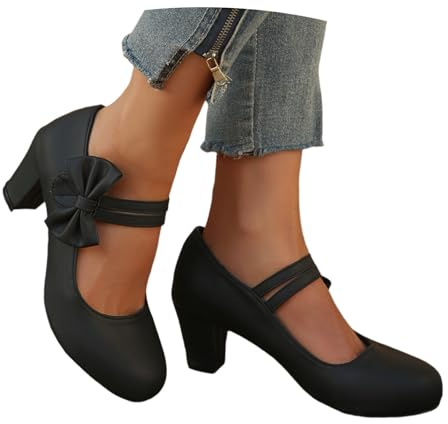 Zapatos Tradicionales de Traje con tacón Grueso, Baile, Novia, Bailarinas tacón Bloque, Elegantes Hebilla Mujer.