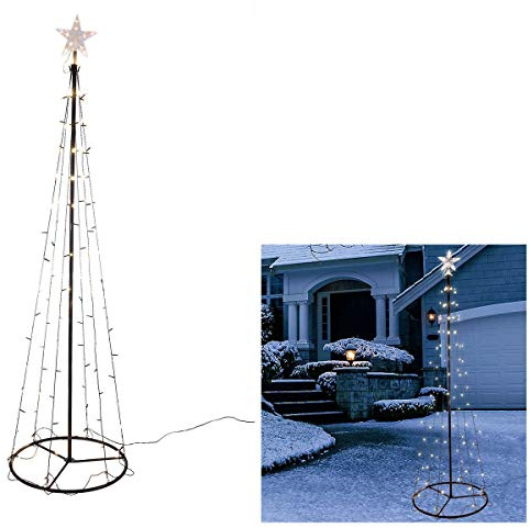 Haushalt International LED Baum 120,180,240cm mit Stern Metall Lichterbaum Weihnachtsbaum Kegelbaum, Baum Längen:120 cm