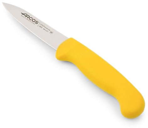 Arcos Serie 2900 - Cuchillo Mondador - Hoja de Acero Inoxidable NITRUM de 80 mm - Mango inyectado en Polipropileno Color amarillo