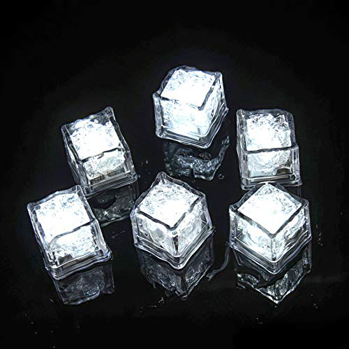 12-pack LED isbitar blinkande isbitar för drycker, upplysta isbitar vita upplysta isbitar, funky glöd isbitar vattentät LED iskub plast iskub LED-lampor för fest