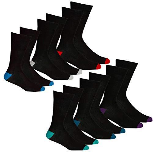 Style It Up Mens Bamboo Socks Multipack 3 6 12 Pairs Soft Top Gentle Grip Breathable Moisture Wicking Antibacterial Everyday Dress Office Work Casual Socks UK 6-11 (6 Pack, Heel Toe, 6-11)