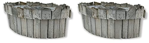 DARO DEKO Holz Blumentopf mit Einsatz grau 2 Stück - Schiff 38 x 15cm Pflanzschale bepflanzen Pflanz-Gefäß