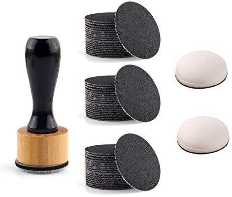 Briartw 63 PCS,Mini Ink Blending Tool,2pcs Domed Foams and 60 Pieces Sanding Disks Set,Round Replacement,Medium-Grit Sandpaper Provides The Ideal Friction to Work On Cardstock, Chipboard, Wood