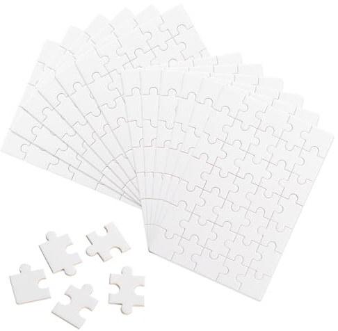 12 Hojas Rompecabezas para Pintar,10 x 15 cm Rompecabezas en Blanco de Bricolaje para Actividades Fiestas Infantiles Cumpleaños Favores Regalos et Juegos(35 Piezas/Hoja)