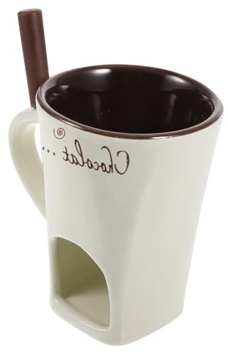 PRETYZOOM Schokofondue Set Aus Keramik 11X11X8.5Cm Mit Fondue Tasse Für Schokolade Butter Käse Ideal Für Familienfeiern Und Nachmittagskaffee Mit Fonduegabel