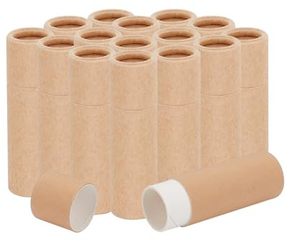 NICENEEDED 15 Pcs 10ML Paperboard Lip Balm Tubes, Refillable Paper Lipstick Tube, Round Cardboard Empty Lip Gloss Container Solid Perfume Tube Cosmetic Box for DIY Lip Gloss Balm and Chapsticks