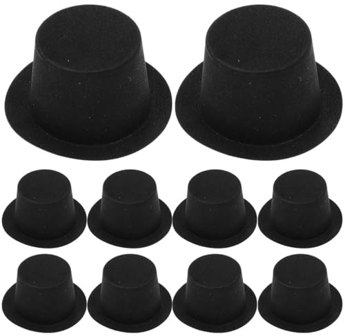 JOINPAYA Schwarze Mini-Zylinder 10 Stück Miniatur-Zylinder Aus Kunststoff Zauberhüte Für Diy-Schneemann-Dekoration Partyzubehör Weihnachten Geburtstag Hochzeit Familientreffen 6 5 Cm