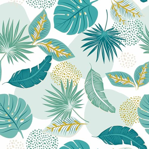 Douceur d'Intérieur, Nappe Rectangle (140 x 240 cm) Plantania Bleu, PVC Textilia