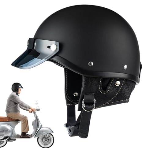 Halmetto di motocicletta, casco per moto a faccia aperta | Caschi da moto per uomini,Comodo elegante mezzo cappuccio protettivo per l'da gare di neve scooter