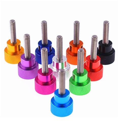DQZRTUECA Bunte Rändelschraube Schraube anziehen, 2 Stück Aluminium-Rändelschrauben M3 M4 M5 M6 Aluminium-Rändelkopf Edelstahlgewinde Handfest anziehen Rändelschrauben Bolzen(Light Blue,M5X20)