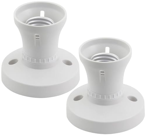 WNXBFO 2 Pcs E27 Lamp Holder, Ceiling Rose Light Fitting, Ceiling Light Fitting, 7.5 Cm*7.5 Cm*5 Cm, Lamp Holder with Screw Light Fitting, Ceiling Light Adapter UK for Bulb Conversion, Bakelite Shell