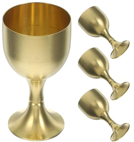 Gatuida 4 Stück Kupfer Kelche mit Hohem Fuß Vintage Gold Kelchbecher aus Langlebigem Kupfer Elegantes Retro Design für Themenpartys und Gesellige Runden