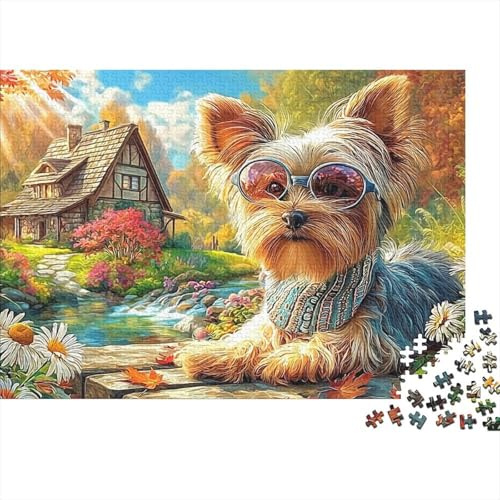Yorkshire Terrier 1000 Piece Jigsaws Silky Tiny Charming Yorkshire Terriers Eco-Friendly Paper Puzzle for Stress Relief, Relaxation And Enjoyable Family Entertainment 70x50cm/1000pcs