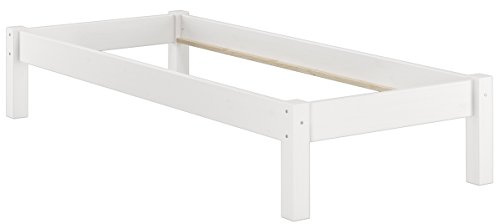 Erst-Holz®Weißes Niedriges Bettgestell 90 x 200 Kiefer Massiv