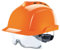 MSA V-Gard 930 Profihelm | Entspricht DIN EN397 | mit Belüftung und Drehradregelung Fasttrack | inkl. Integriertem Schutzvisier/Schutzbrille | Farbe: Orange