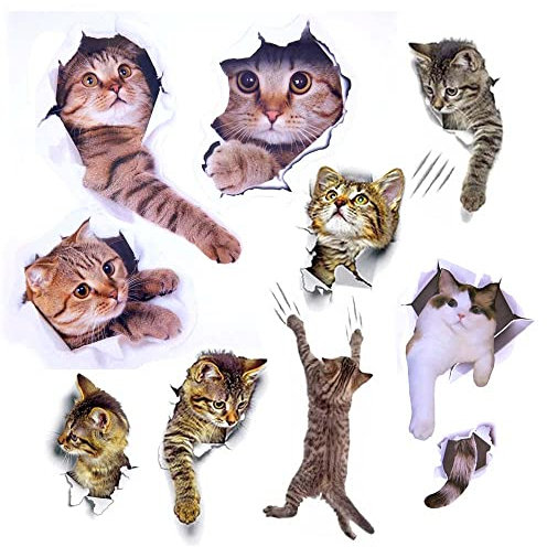 Paizizi Katzen Aufkleber Wand 3D Abnehmbare Wandtattoo für Auto Fenster Toilette Badezimmer Schlafzimmer Kinderzimmer Küche Wand Dekor