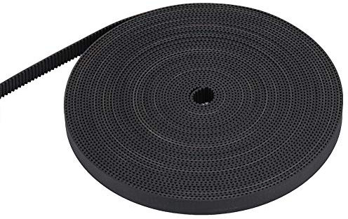 ASHATA Zahnriemen für 3D Drucker, Gummi Zahnriemen 10mm Breite, 1M/2M/5M/10M Synchronriemen Zubehör, Schwarze Zahnriemen für 3D Drucker (10 Meter)