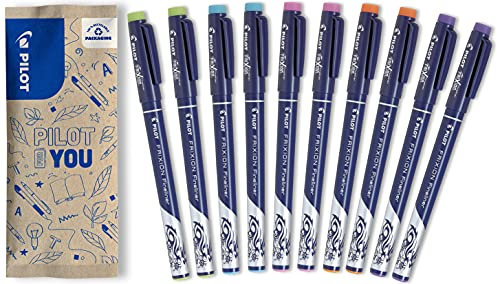 PILOT FriXion Fineliner, radierbarer Fineliner, 10er Set (Hellgrün, Hellblau, Pink, Orange, Violett)