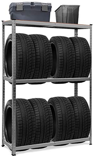 GOPLUS garage hylla däckhylla förvaringshylla däckställ verkstadshylla tung lasthylla, av stål, silver, 120 x 40 x 180 cm
