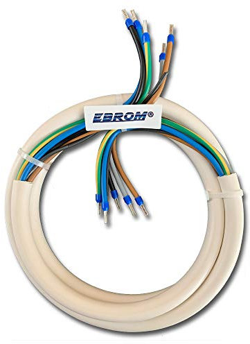 EBROM Herdanschlusskabel Herdanschlussleitung H05VV-F 5x2,5 mm² 5G2,5 WEIß, fertig konfektioniert, gecrimpt mit Aderendhülsen / 3 N PE/in 0,5 Meter Schritten bis 40 m, Ihre Länge: 19,5 Meter