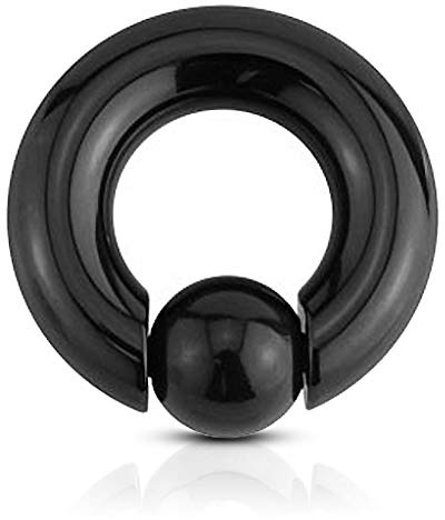 viva-adorno Piercing BCR Spring Ball Closure Ring Intimpiercing Klemmring Chirurgenstahl 316L Clip in Pop Out schwarz XXL Stärke 3 bis 10mm Z425x