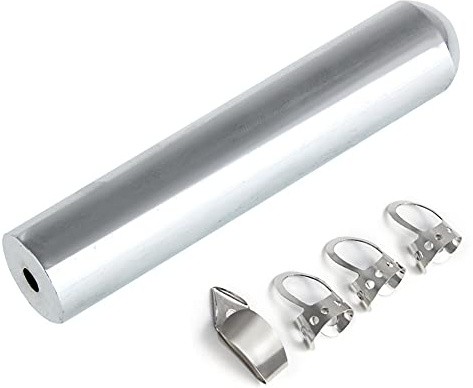 Alnicov Gitarre Runden Slide, Edelstahl, 80 x 15 x 15 mm, Chrom, mit 3 Fingerplektren und 1 Daumenplektrum