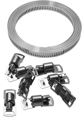 Alkan Schlauchschellen Set 3 m Endlosband 8 mm V2A Edelstahl 9-tlg | Endlos-Schlauchschellenband V2A mit Schneckengewinde und Befestigungselementen, kürzbar für Schläuche & Rohre