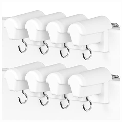 KLEMMFLEX 4 Paar Fensterhaken weiss, stabil, verstellbar, ohne Bohren, zur Aufhängung von Fensterdeko und Bambusrollo/Bambusrolle am PVC-Fenster oder der PVC-Balkontür