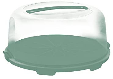 Rotho Fresh hoher Tortendeckel mit Haube und Tragegriff, Kunststoff (PP) BPA-frei, türkis/transparent, (35.5 x 34.5 x 16.5 cm)