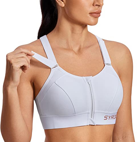 SYROKAN Sport BH Damen Ohne Bügel Starker Halt Shock Absorber BH Bequemer Gepolstert Weiss 85C