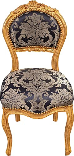Biscottini Chaises Louis XVI 90x44x42 cm | Chaise style français or antique | Fauteuil de chambre à coucher | Chaises de style baroque