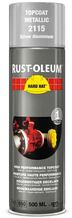 Rust-Oleum HARD HAT Decklack - Hochleistungsfähiger Industrielack-Spray zur Verwendung auf Metall, Holz und Beton. In verschiedenen Farben mit hoher Deckkraft - 500ml (Silber Aluminium)
