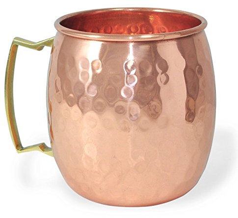 Devyom India Moscow Mule Copper Mug - Premium 100% Solid Copper Cup - 16 oz - Best Handcrafted Hammered Copper Mug for Moscow Mules
