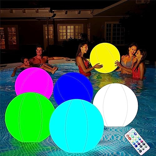 Deno Plage Lumineux LED-16 Couleurs LED Boule Lumineuse avec Télécomman| 16'' Étanche Rc Light Up Ball Water Toy Outdoor Party Plage pour Piscine Patio Garden Party Décorations