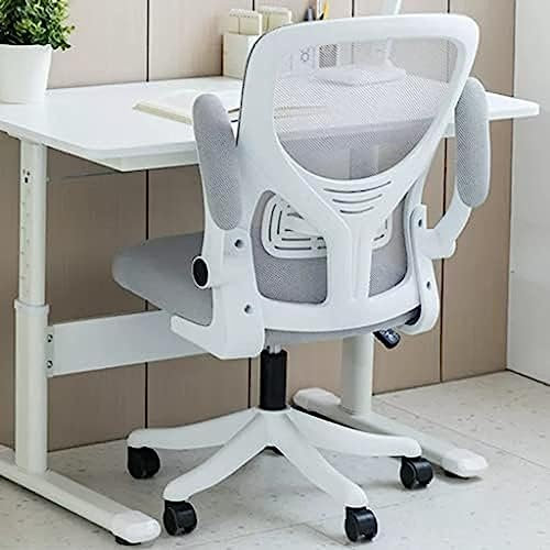 Kinder-Arbeitsstuhl Mit Armlehnen, Netz-Bürostuhl Für Zu Hause, Ergonomischer Kinder-Schreibtischstuhl Mit Rollen, Drehbarer Arbeitsstuhl Mit Hochklappbaren Armlehnen Und Verstellbarer Höhe,/Grau,