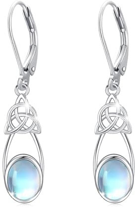 OHAYOO Mondstein Ohrringe Silber 925 Keltischer Knoten Ohrringe Wassertropfen Mondstein Keltischer Schmuck Geschenke für Unisex Damen Herren Mädchen Teenager