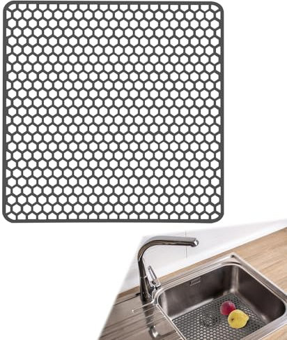 Silikon SpüLbeckeneinlage, Zusammenklappbar rutschfeste SpüLbeckenmatte Silikon 30.5x30.5 cm, Matte füR SpüLbecken, HitzebestäNdig KüChen-Abtropfuntersetzer Schutzeinlage, Sink Mat füR SpüLe