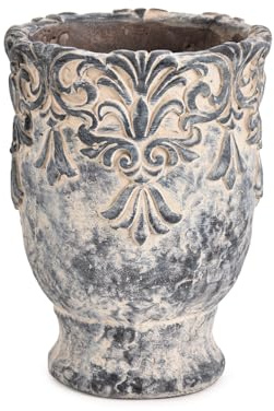 Sungmor 16,3 cm Zement-Pflanztopf für Pflanzen, Sukkulenten-Übertopf mit geprägtem Design, Vintage-Beton-Blumentöpfe mit Drainageloch, dekorativer Orchideen-Zimmerpflanzentopf für drinnen und draußen