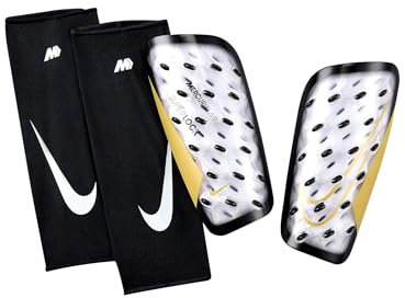 Nike Mercurial Lite Superlock Fußball-Schienbeinschoner, White/Black/MTLC Gold Coin, DN3609-101, L