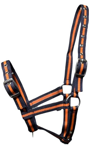Equipride Fohlen-Halfter, mehrfarbig, verstellbar, in 10 tollen Farben (Marineblau/Orange)