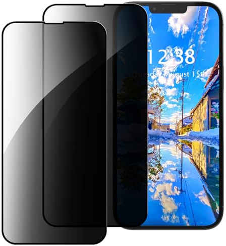 GANGANPRO 2 Pezzi Privacy Pellicola Protettiva Compatibile con iPhone 14 Pro, HD Nero 9H Durezza, Copertura Anti Spia Vetro Temperato Privato