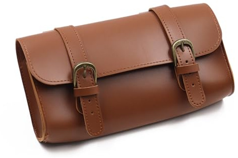 Sacoche de vélo rétro en cuir Niwugady - Sac de selle pour vélo - Marron - 22 x 10 x 5,5 cm