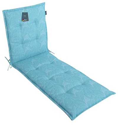 LILENO HOME Sonnenliege Auflage als [1er Set - Rollliege] in Blätter Aqua | Gartenliegen Auflage perfekt für Strandliege - Polster Auflage für Gartenliege (188x60x5cm)