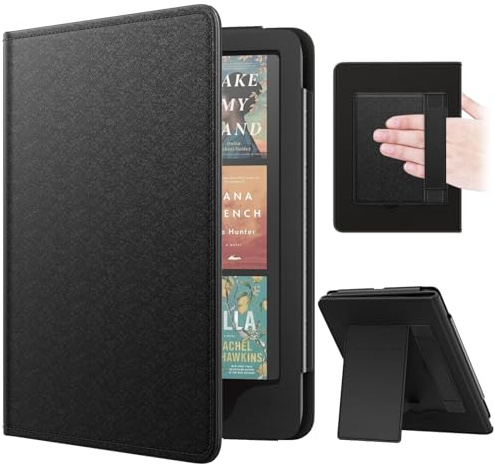 MoKo Hülle für Kindle Paperwhite 7/6,8 (12./11. Gen, 2024/2021), Schwarz | Kompatibel mit Kindle Colorsoft Signature Edition, schlanke PU-Hülle, Auto Sleep/Wake