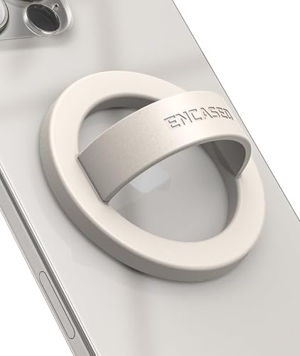 Encased Magnetic Phone Grip Holder (Compatible with MagSafe) Slim Silicone Finger Loop Ring for iPhone (Ivory)