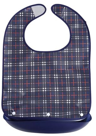 CutitiUU Adult Bib Adult The Eldly Bib Washable Dining Bibs for Elderly Waterproof Adult Eating Bib Reusable Dirty-proof Apron with Pocket for Elderly Senior, Adult 53cm*36cm (Blue)