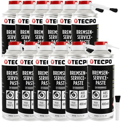 TECPO Lot de 12 pâtes de montage multi température - 400 ml - Lubrifiant permanent très résistant pour les disques de frein - Pâte anti-grincement - Pâte lubrifiante en céramique et cuivre